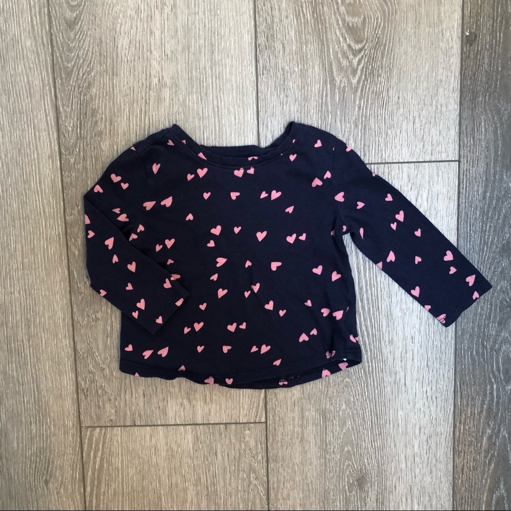 OLD NAVY LONG SLEEVE SHIRT HEARTS BLUE 18-24MO